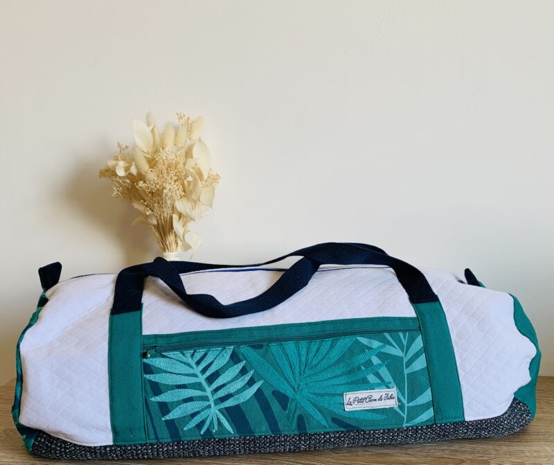 Sac de voyage vert et blanc tropical – Image 3