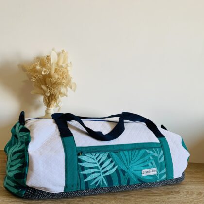 Sac de voyage vert et blanc tropical