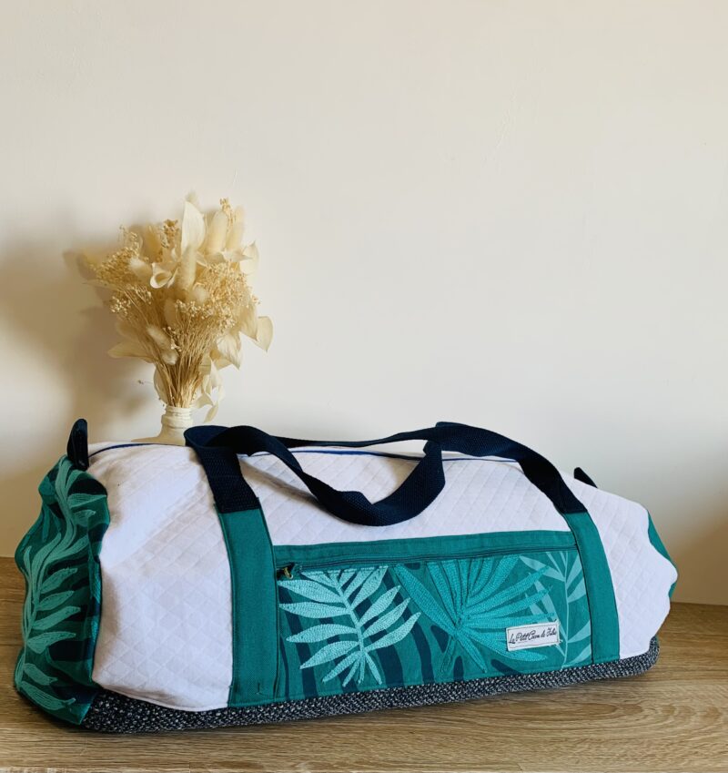 Sac de voyage vert et blanc tropical