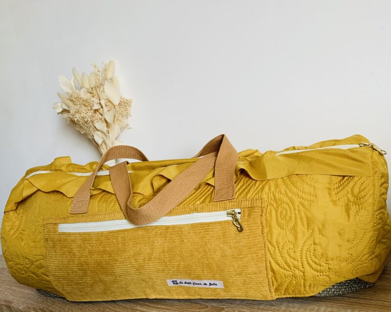 Sac de voyage moutarde texturé – Image 2