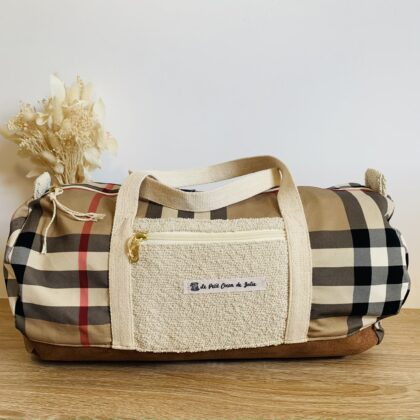 Sac week-end marron et beige