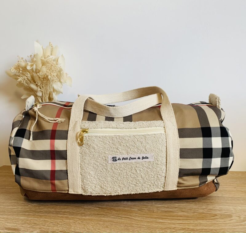 Sac week-end marron et beige