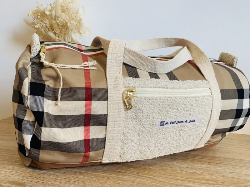 Sac week-end marron et beige – Image 2